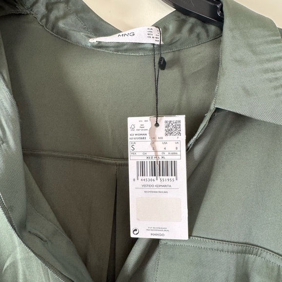 Mango Sage Green Shirt Dress 4 - Picture 6 of 6